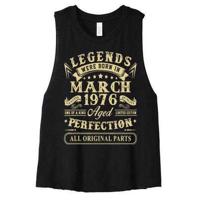 March 1976 47th Birthday Gift 47 Year Old Women's Racerback Cropped Tank