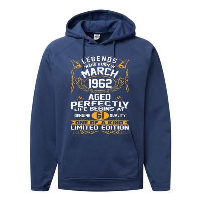 March 1962 61st Birthday Gift 61 Year Old Women Cute Performance Fleece Hoodie