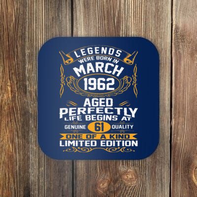 March 1962 61st Birthday Gift 61 Year Old Women Cute Coaster