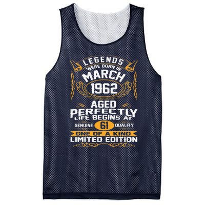 March 1962 61st Birthday Gift 61 Year Old Women Cute Mesh Reversible Basketball Jersey Tank