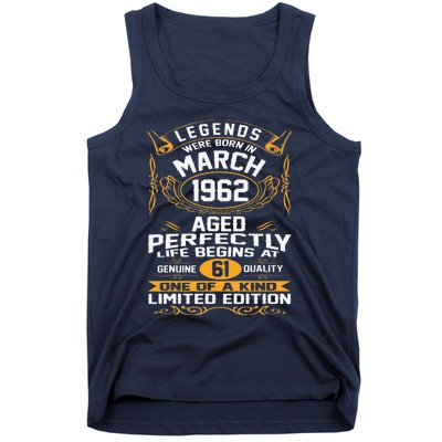 March 1962 61st Birthday Gift 61 Year Old Women Cute Tank Top