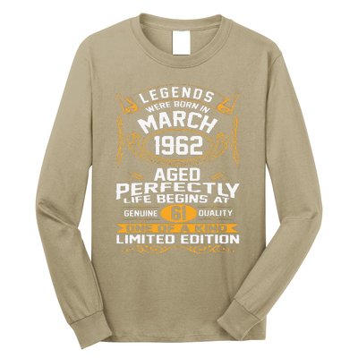 March 1962 61st Birthday Gift 61 Year Old Women Cute Long Sleeve Shirt