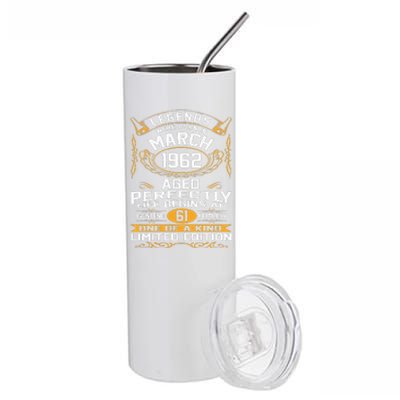 March 1962 61st Birthday Gift 61 Year Old Women Cute Stainless Steel Tumbler