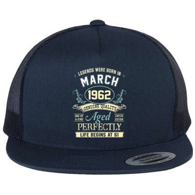 March 1962 61st Birthday Gift 61 Year Old Women Flat Bill Trucker Hat