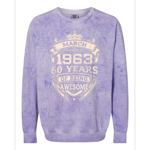 March 1963 60 Years Of Being Awesome 60th Birthday Colorblast Crewneck Sweatshirt