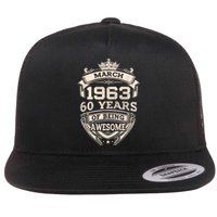 March 1963 60 Years Of Being Awesome 60th Birthday Flat Bill Trucker Hat