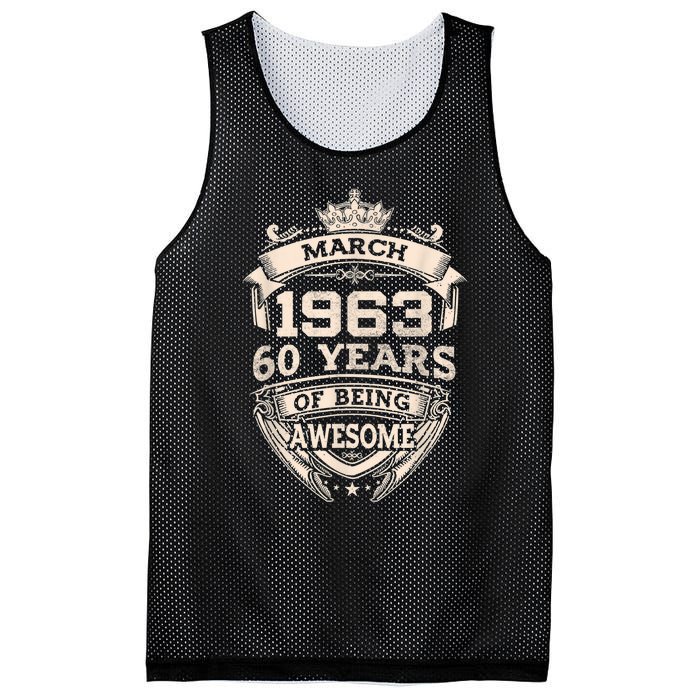 March 1963 60 Years Of Being Awesome 60th Birthday Mesh Reversible Basketball Jersey Tank