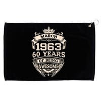 March 1963 60 Years Of Being Awesome 60th Birthday Grommeted Golf Towel