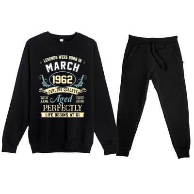 March 1962 61st Birthday Gift 61 Year Old Premium Crewneck Sweatsuit Set