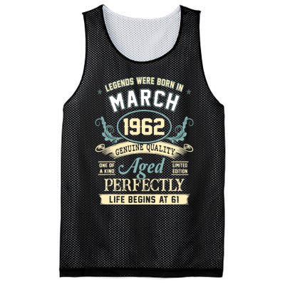 March 1962 61st Birthday Gift 61 Year Old Mesh Reversible Basketball Jersey Tank