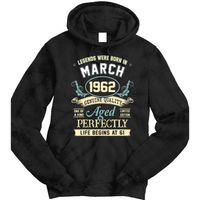 March 1962 61st Birthday Gift 61 Year Old Tie Dye Hoodie