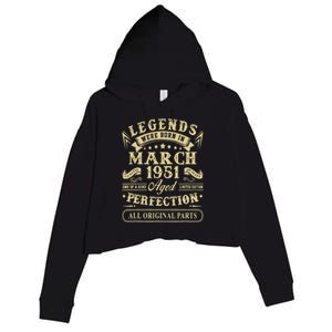 March 1951 72nd Birthday Gift 72 Year Old Crop Fleece Hoodie