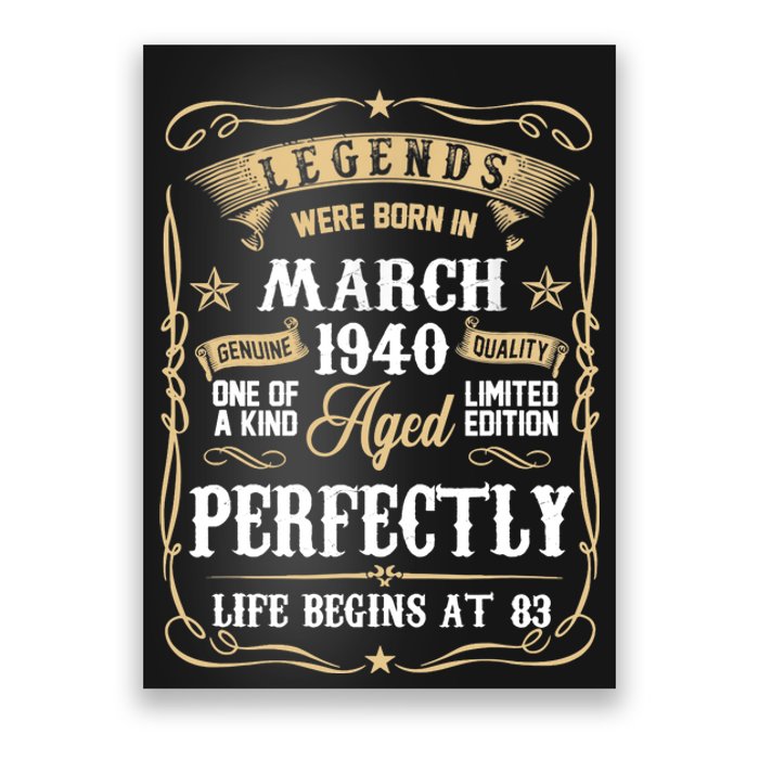 March 1940 83rd Birthday Gift 83 Year Old Poster