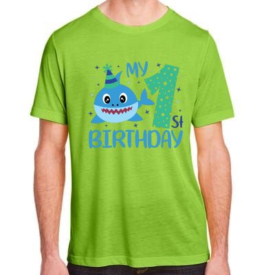 My 1st Birthday Sharks Gift For Birthday Adult ChromaSoft Performance T-Shirt