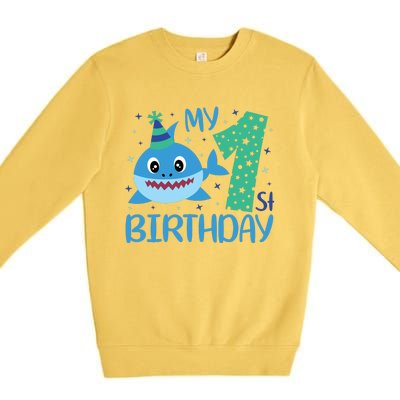 My 1st Birthday Sharks Gift For Birthday Premium Crewneck Sweatshirt