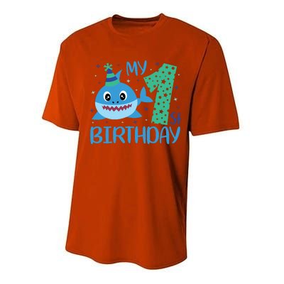 My 1st Birthday Sharks Gift For Birthday Performance Sprint T-Shirt