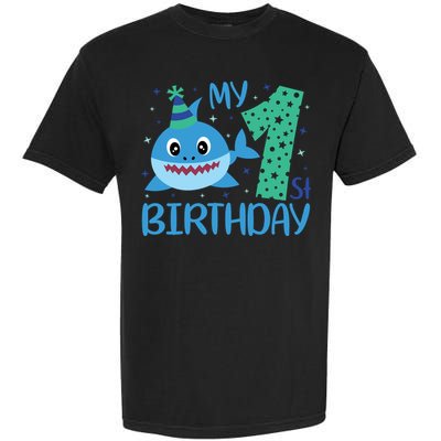 My 1st Birthday Sharks Gift For Birthday Garment-Dyed Heavyweight T-Shirt