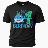 My 1st Birthday Sharks Gift For Birthday Cooling Performance Crew T-Shirt