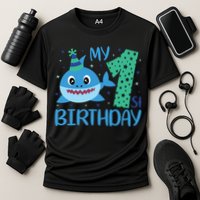 My 1st Birthday Sharks Gift For Birthday Cooling Performance Crew T-Shirt