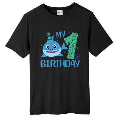 My 1st Birthday Sharks Gift For Birthday Tall Fusion ChromaSoft Performance T-Shirt