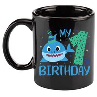 My 1st Birthday Sharks Gift For Birthday 11oz C Handle Ceramic Mug