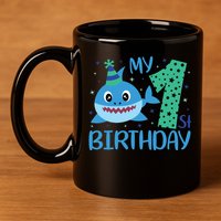 My 1st Birthday Sharks Gift For Birthday 11oz C Handle Ceramic Mug