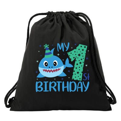 My 1st Birthday Sharks Gift For Birthday Drawstring Bag