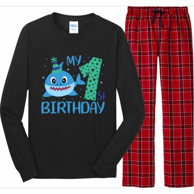 My 1st Birthday Sharks Gift For Birthday Long Sleeve Pajama Set