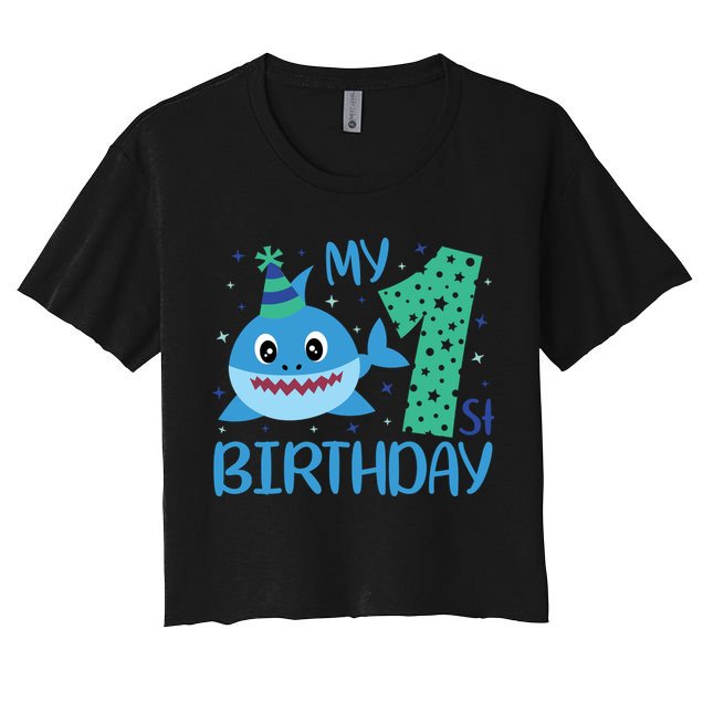 My 1st Birthday Sharks Gift For Birthday Crop Top