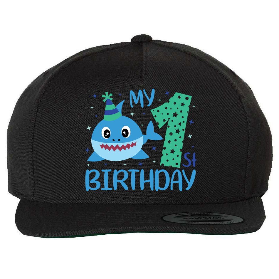 My 1st Birthday Sharks Gift For Birthday Wool Snapback Cap