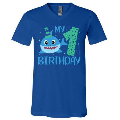 My 1st Birthday Sharks Gift For Birthday V-Neck T-Shirt