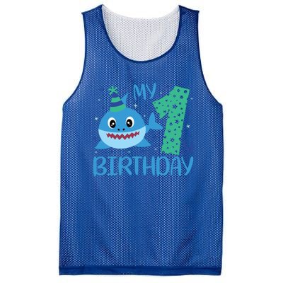 My 1st Birthday Sharks Gift For Birthday Mesh Reversible Basketball Jersey Tank