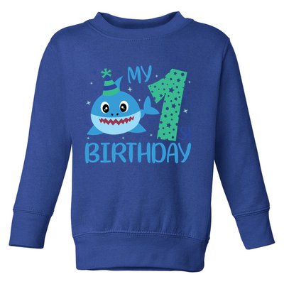 My 1st Birthday Sharks Gift For Birthday Toddler Sweatshirt
