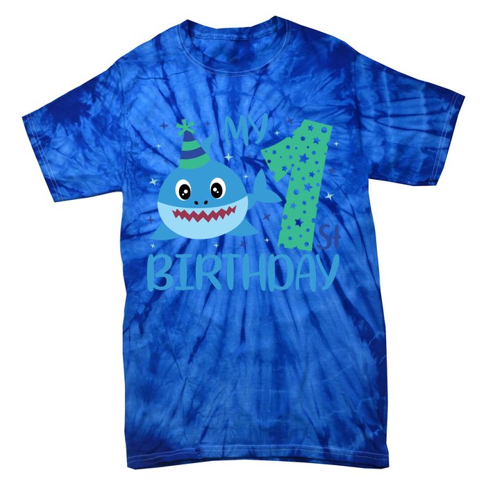 My 1st Birthday Sharks Gift For Birthday Tie-Dye T-Shirt