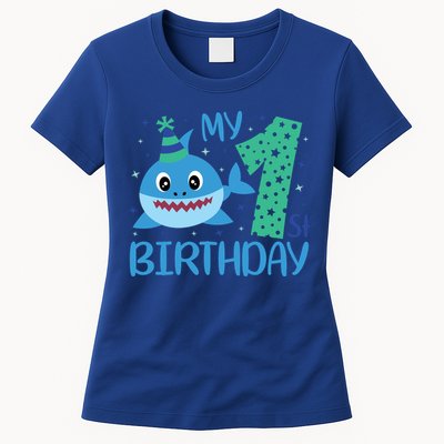 My 1st Birthday Sharks Gift For Birthday Womens T-Shirt