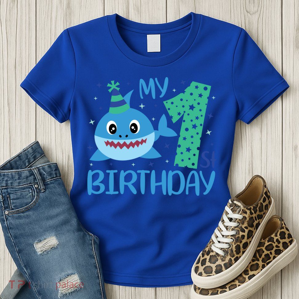 My 1st Birthday Sharks Gift For Birthday Womens T-Shirt