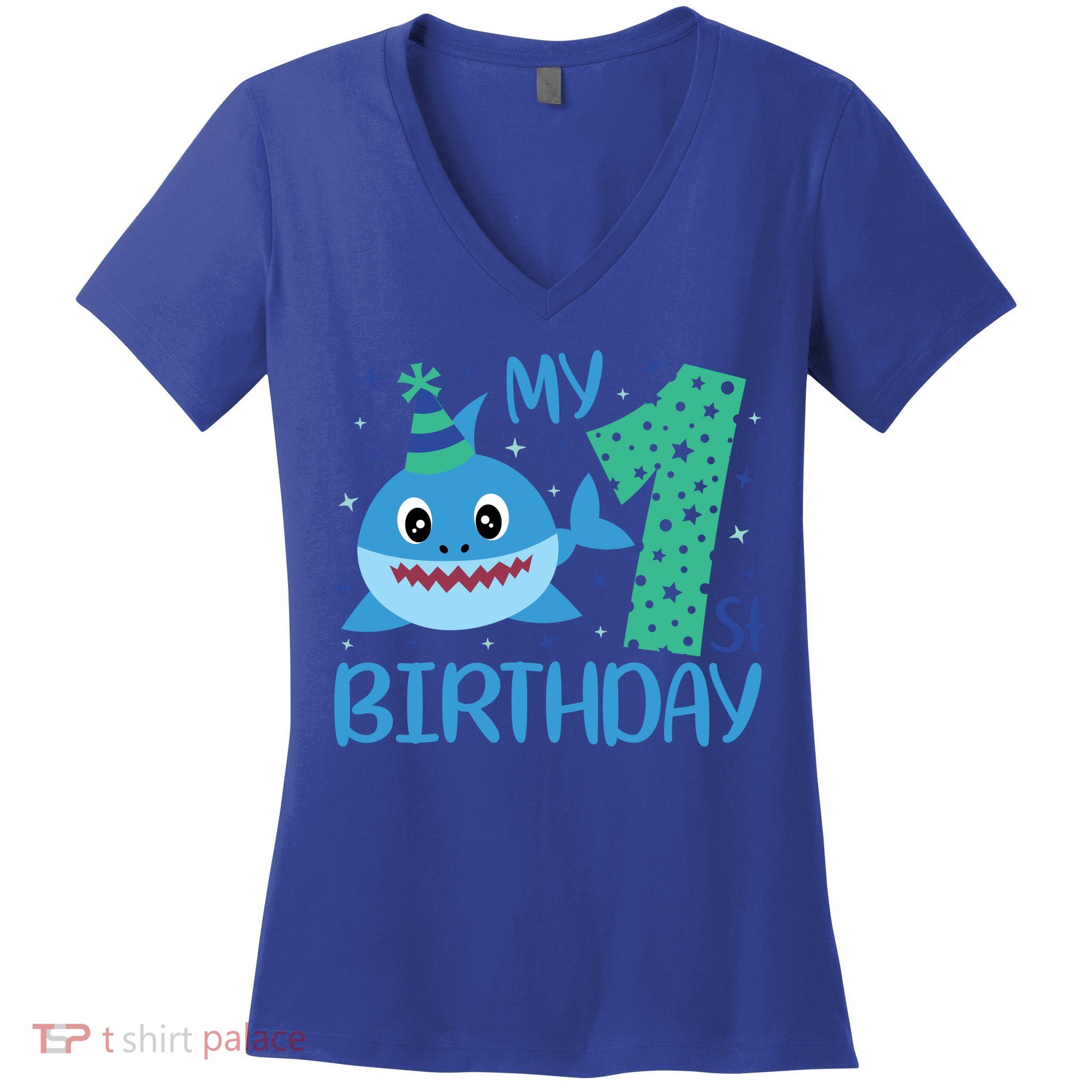 My 1st Birthday Sharks Gift For Birthday Women's V-Neck T-Shirt