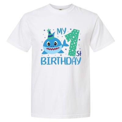 My 1st Birthday Sharks Gift For Birthday Garment-Dyed Heavyweight T-Shirt