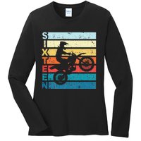 Motocross 16th Birthday Party MX Dirt Bike Birthday Ladies Long Sleeve Shirt