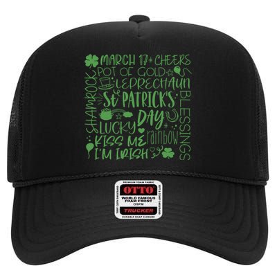 March 17th Cheers Pot Of Gold Leaprechaun Saint Patrick's Day Lucky Day High Crown Mesh Back Trucker Hat