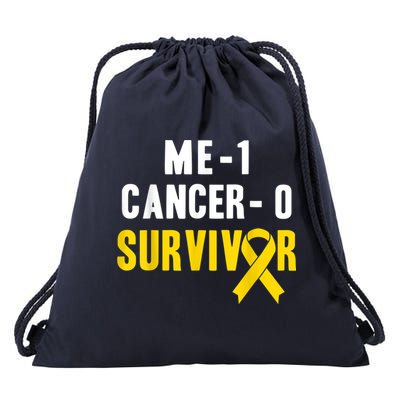 Me 1 Cancer 0 Childhood Cancer Survivor Drawstring Bag