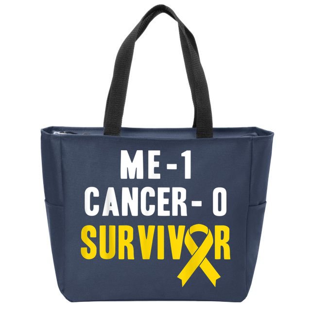 Me 1 Cancer 0 Childhood Cancer Survivor Zip Tote Bag
