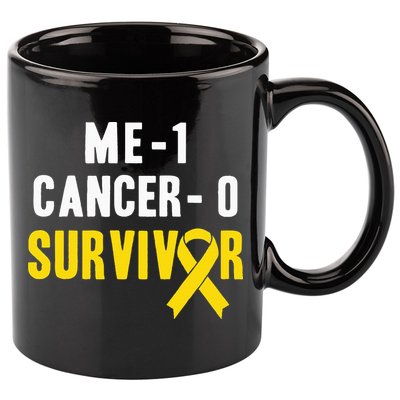 Me 1 Cancer 0 Childhood Cancer Survivor 11oz C Handle Ceramic Mug