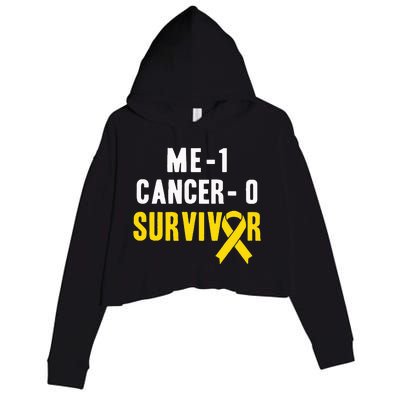 Me 1 Cancer 0 Childhood Cancer Survivor Crop Fleece Hoodie