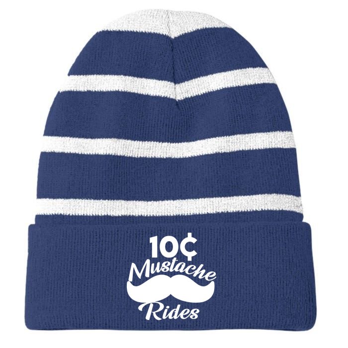 Mustache 10 Cent Rides Striped Beanie with Solid Band