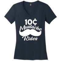 Mustache 10 Cent Rides Women's V-Neck T-Shirt