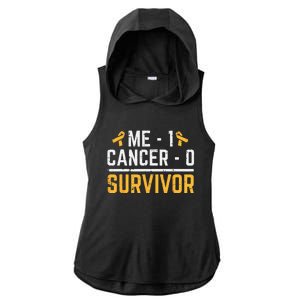 Me 1 Childhood Cancer 0 Survivor Awareness Ladies PosiCharge Tri-Blend Wicking Draft Hoodie Tank