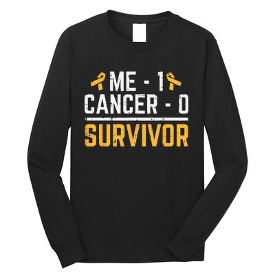 Me 1 Childhood Cancer 0 Survivor Awareness Long Sleeve Shirt