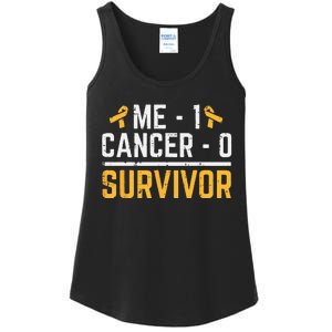 Me 1 Childhood Cancer 0 Survivor Awareness Ladies Essential Tank