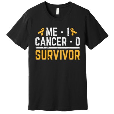 Me 1 Childhood Cancer 0 Survivor Awareness Premium T-Shirt